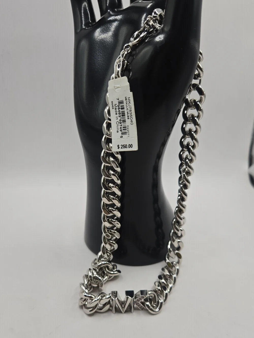NEW Michael Kors Silver MK Chunky Chain Necklace